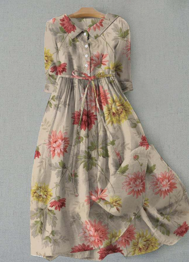 Lhynne - Freizeitkleid mit botanischen Blumen für Frauen