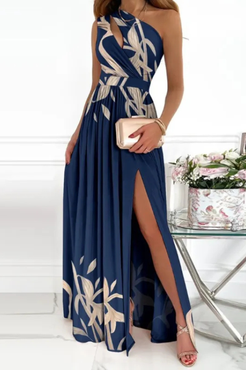 Liana | Rose Print geteiltes langes Kleid