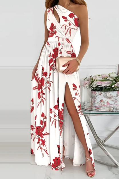Liana | Rose Print geteiltes langes Kleid