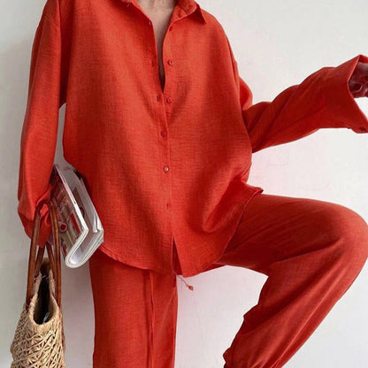 Bluse mit weitem Bein und Hose