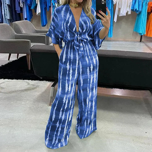 Éléonore- Jumpsuit mit tiefem V-Ausschnitt