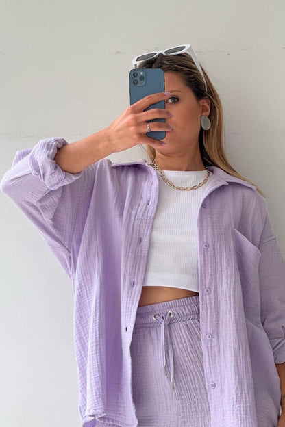 Keren - Schlankes Langarmshirt mit passenden Shorts für Frauen