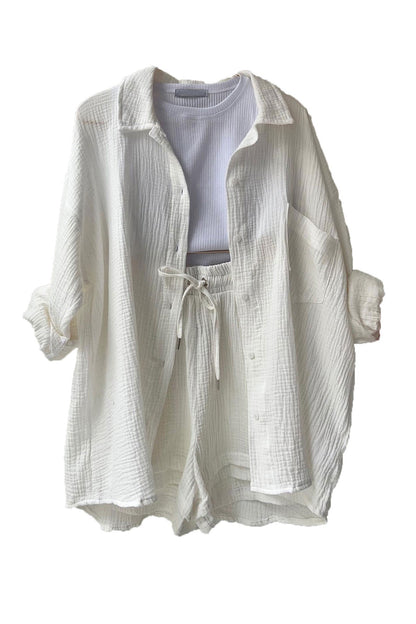 Keren - Schlankes Langarmshirt mit passenden Shorts für Frauen