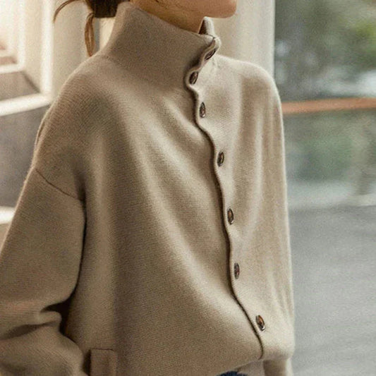 Eva - Rollkragenpullover mit Knopfleiste für Damen
