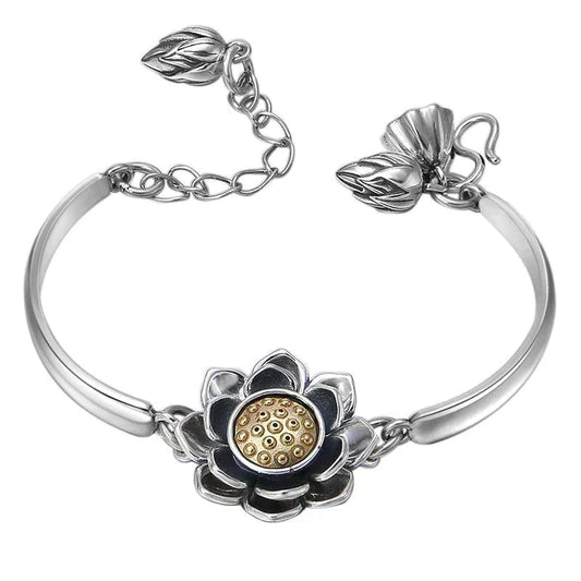Kreatives Silber Lotus-Armband | Symbol des Glücks & stilvoll