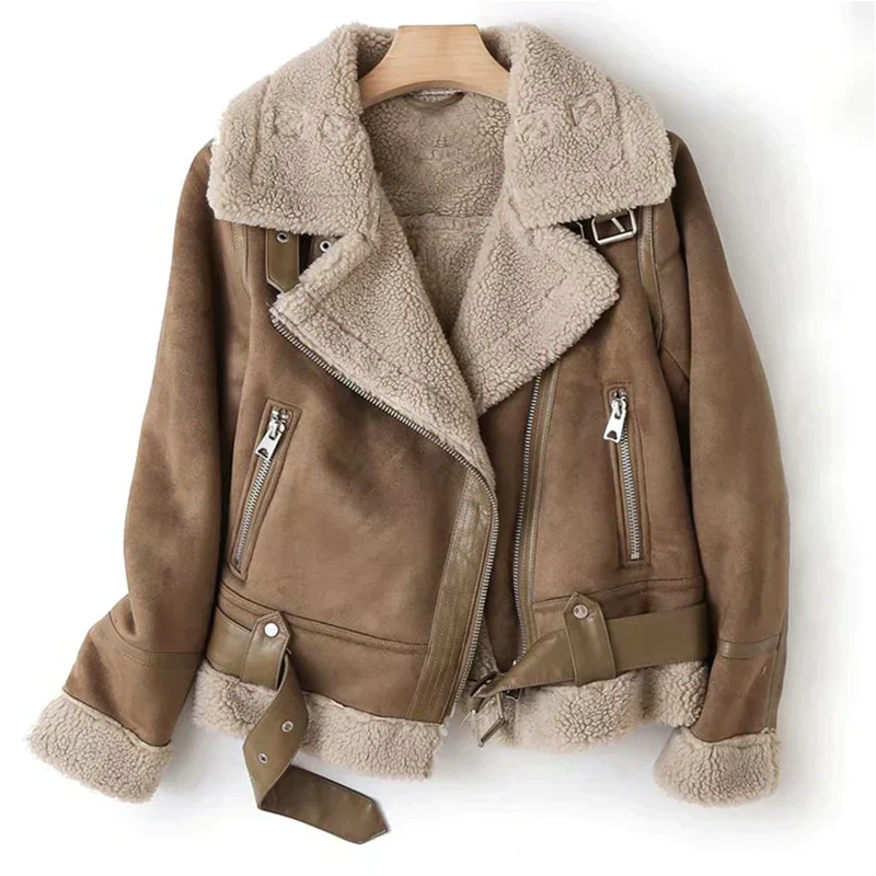 Selena | Schicke und warme Damenlederjacke mit Sherpa-Futter