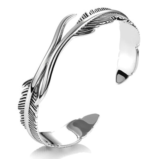 Verstellbares Armband mit Silberfedern