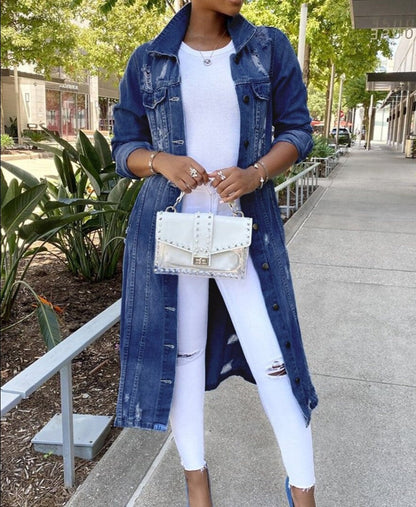 Heidi - Lange Damenjeansjacke