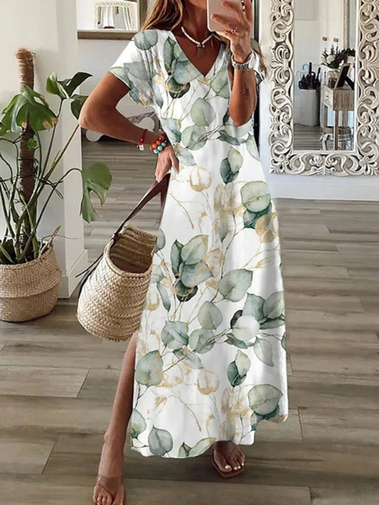 Martzia - Bedrucktes Freizeitkleid mit V-Ausschnitt