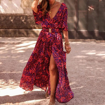 Raffiniertes Maxikleid mit Print und elegantem Schlitz an der Seite