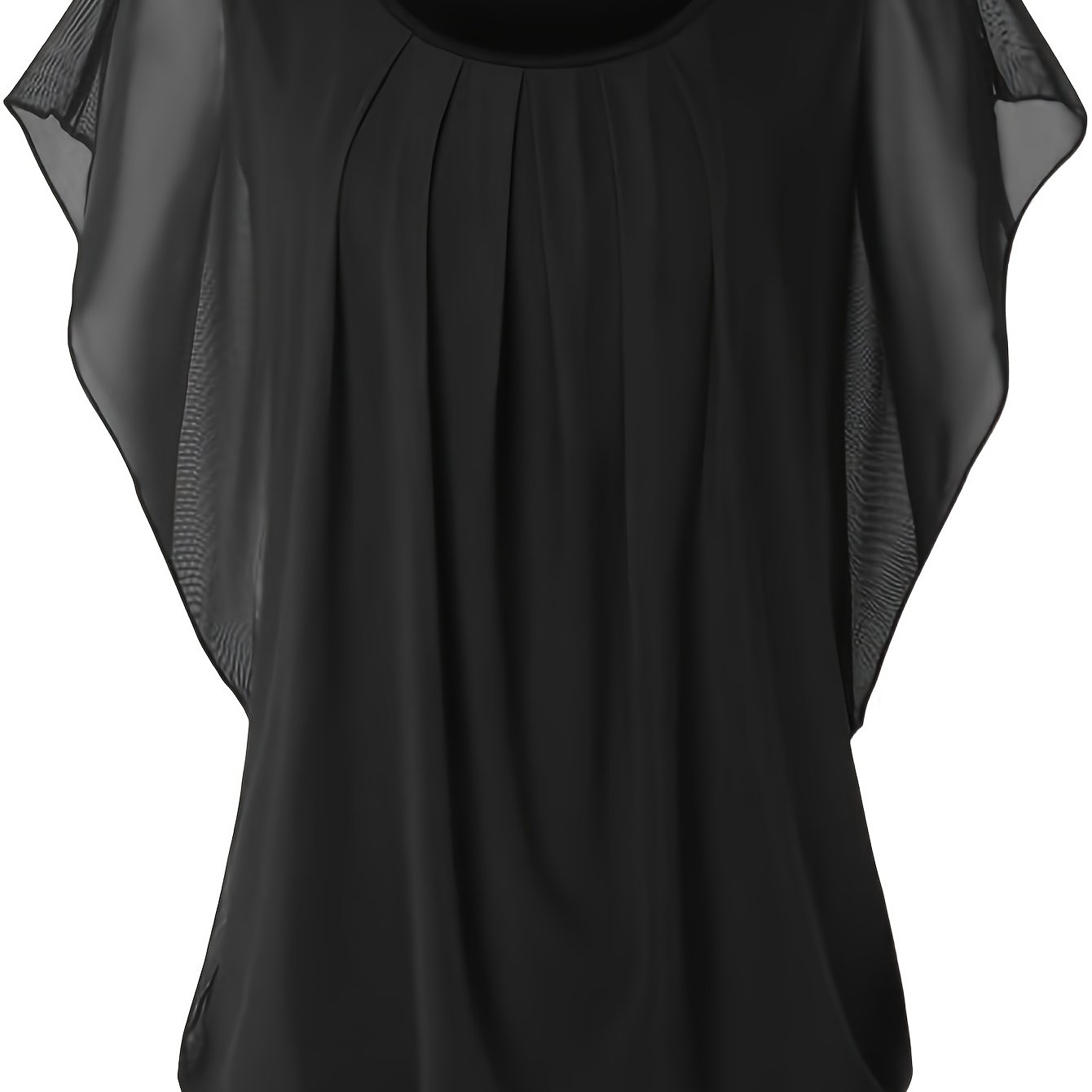 Mesh-Bluse - Kurze Ärmel & geraffte Details