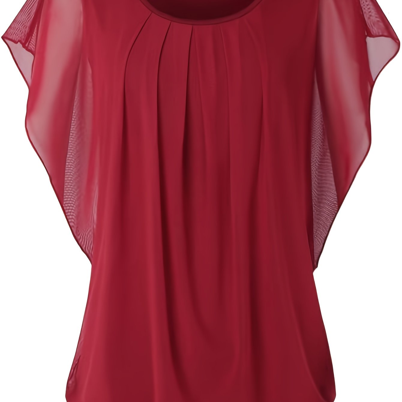 Mesh-Bluse - Kurze Ärmel & geraffte Details