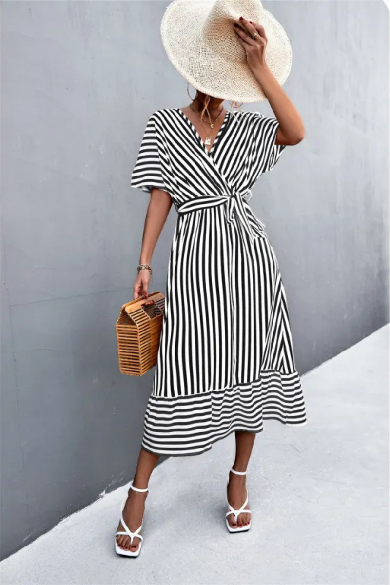 Mevaira | Sommer Klassisch Gestreiftes Kleid