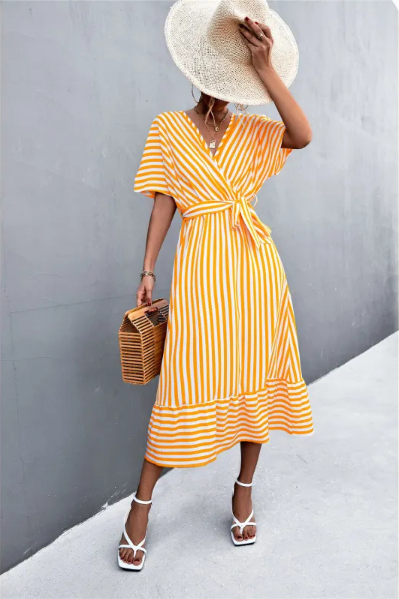 Mevaira | Sommer Klassisch Gestreiftes Kleid