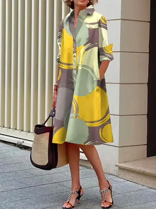 Miranda - Urbanes Hemdkleid mit abstrakten Tupfen