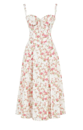 Mirea - Trägerloses Kleid mit Blumenmuster