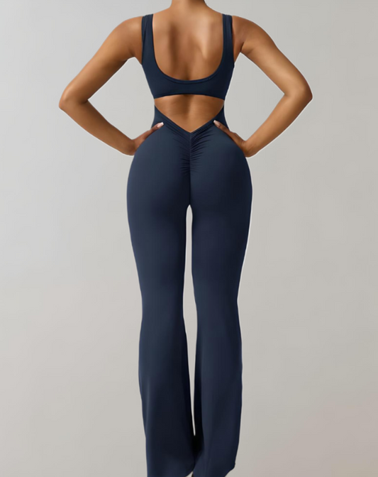 Clemence - Neckholder-Bodycon-Kombination mit Hose mit Glockenärmeln