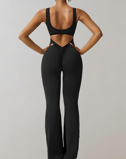 Clemence - Neckholder-Bodycon-Kombination mit Hose mit Glockenärmeln