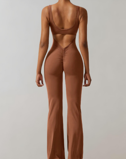 Clemence - Neckholder-Bodycon-Kombination mit Hose mit Glockenärmeln