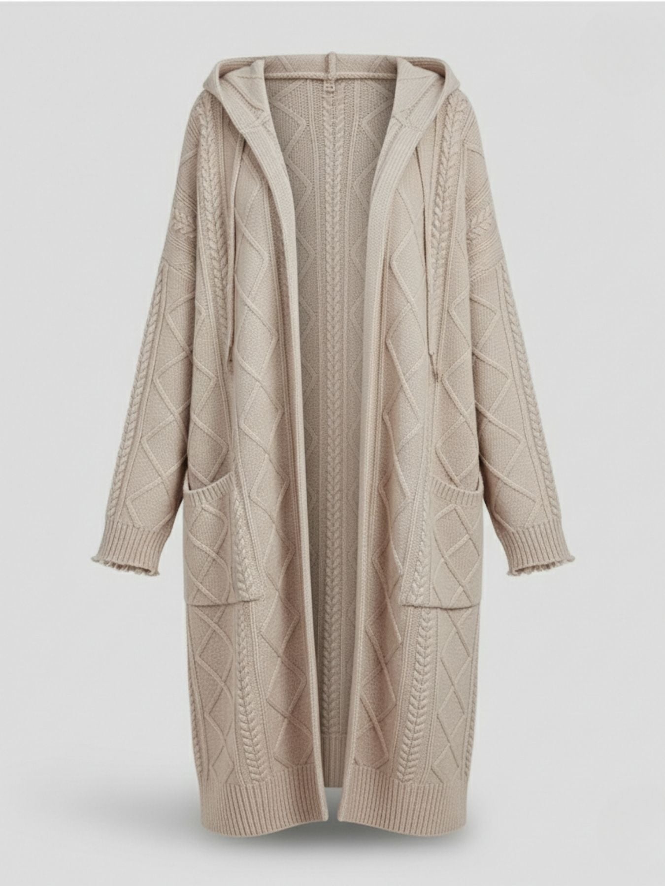 Nadine | Langer, schicker und bequemer Damencardigan mit Kapuze