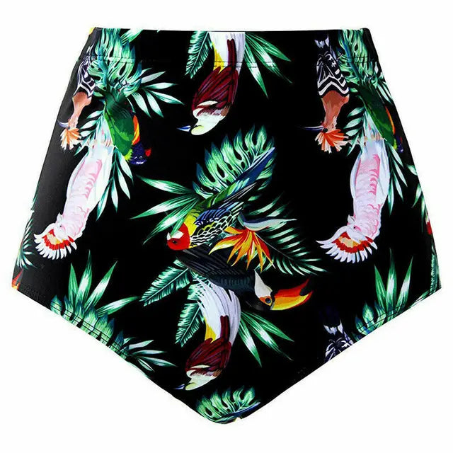 Finja - Sommer Frau Hoher Taille Bikini Bottom Floral Badeanzug