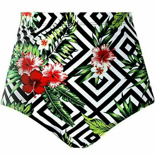 Finja - Sommer Frau Hoher Taille Bikini Bottom Floral Badeanzug