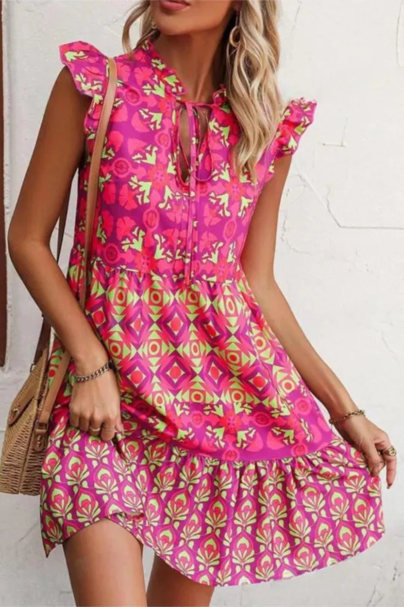 Azura | Bedrucktes ärmelloses Kleid Sommer
