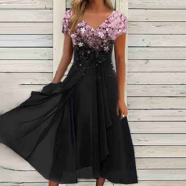 Spitzenkleid mit O-Ausschnitt und halben Ärmeln