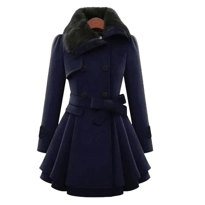 Orla™ | Schicker Trenchcoat mit veganem Pelz