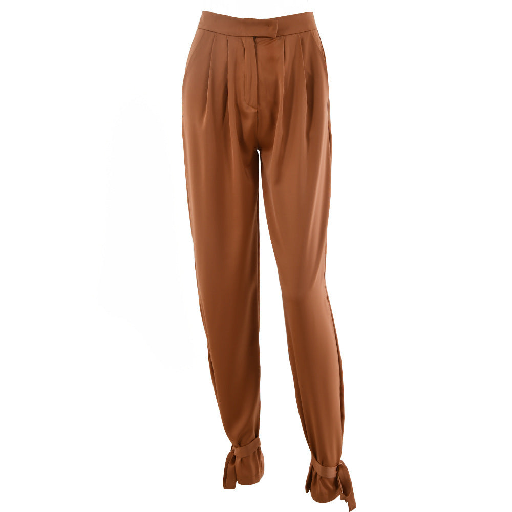 Casual Damen-Hose mit weitem Bein und Fliege