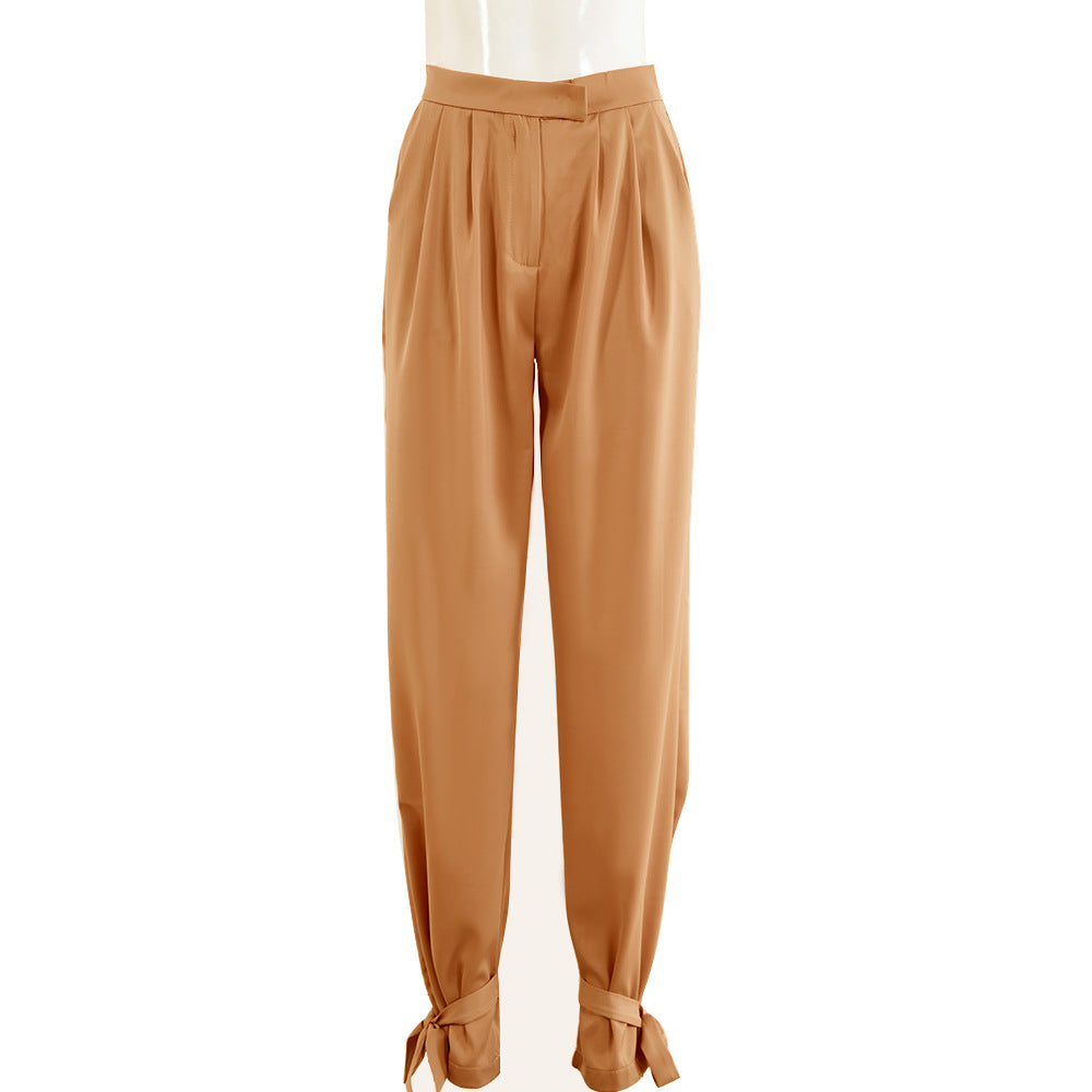 Casual Damen-Hose mit weitem Bein und Fliege