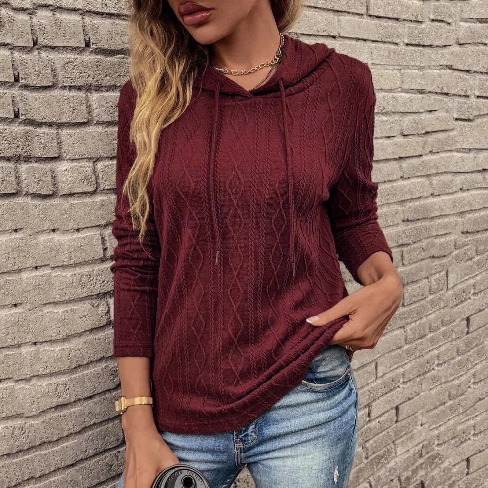 Langärmeliger Kapuzenpulli mit Schnürung für Frauen