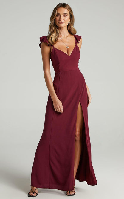 Joslyn - Russisches Kleid für Frauen mit gerüschten Spaghettiträgern und ärmellosen Ärmeln