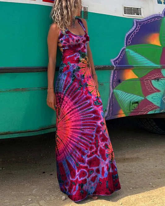 Layiah - Maxikleid mit Spitze und Tie-Dye Druck
