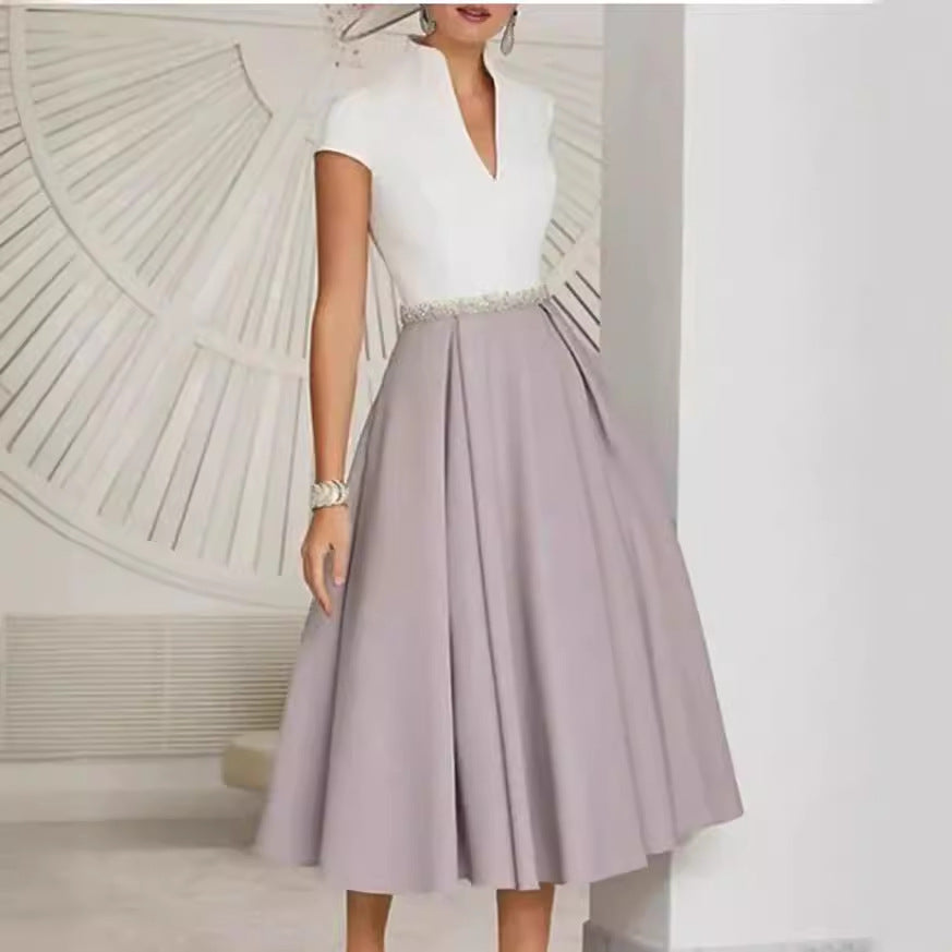 Linnea – Weißes Sommerkleid mit farbigem Block