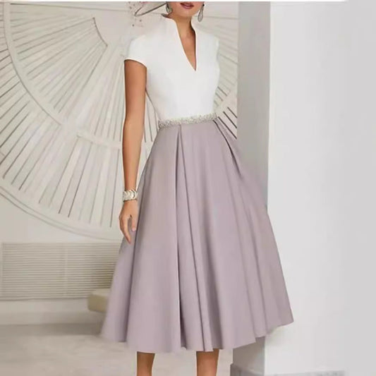 Linnea – Weißes Sommerkleid mit farbigem Block