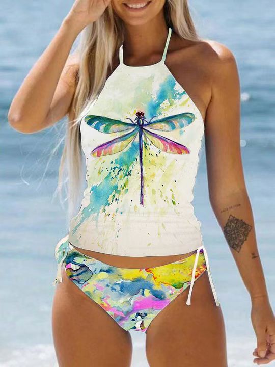 Stylisch bedruckter Neckholder-Badeanzug