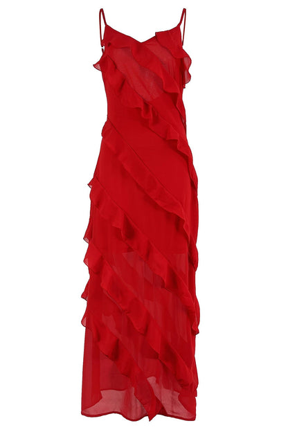 Aviva - Seidenes Chiffon-Trägerkleid mit Schlitz