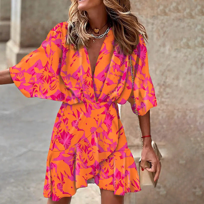 Dolly -Elegantes Kleid mit Fledermausärmeln
