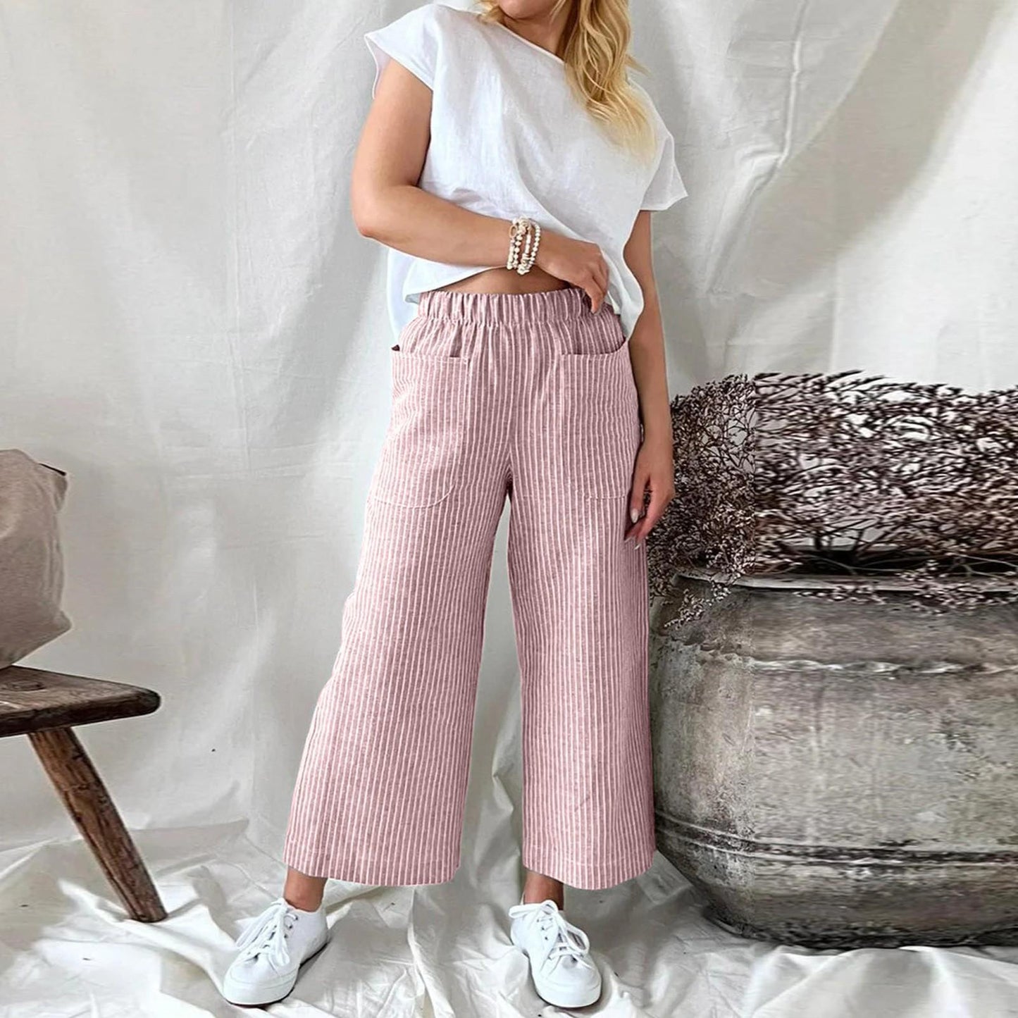 Sophie | Culotte-Hose mit Streifen | Bequem und modisch | Atmungsactivee Baumwolle