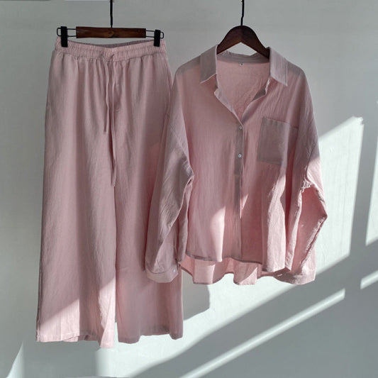 Andrada - Hemd und Hose aus Baumwollleinen mit hoher Taille