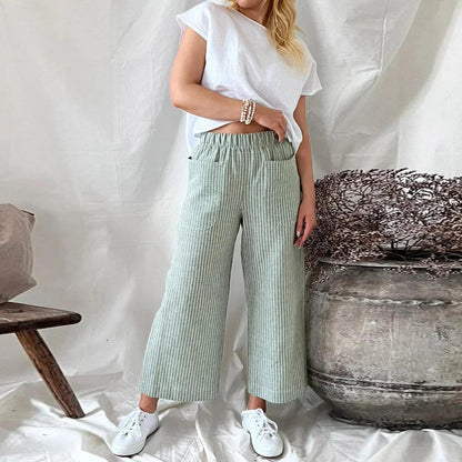 Sophie | Culotte-Hose mit Streifen | Bequem und modisch | Atmungsactivee Baumwolle
