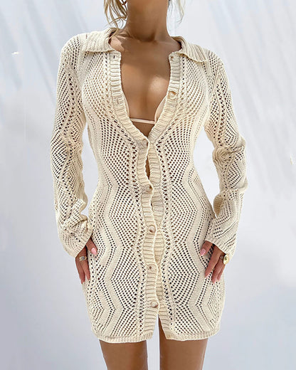 Mittellange Strickjacke mit Knöpfen für Damen