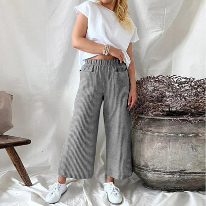 Sophie | Culotte-Hose mit Streifen | Bequem und modisch | Atmungsactivee Baumwolle