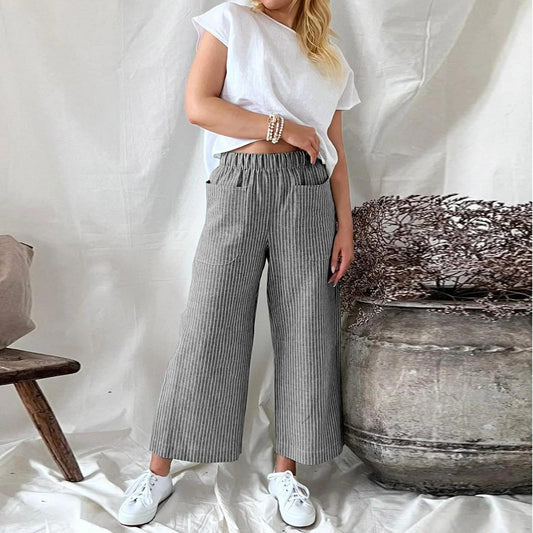 Sophie | Culotte-Hose mit Streifen | Bequem und modisch | Atmungsactivee Baumwolle