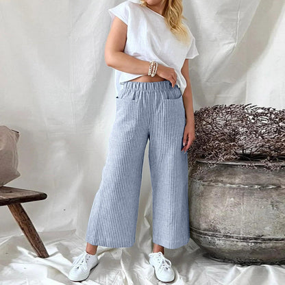 Sophie | Culotte-Hose mit Streifen | Bequem und modisch | Atmungsactivee Baumwolle