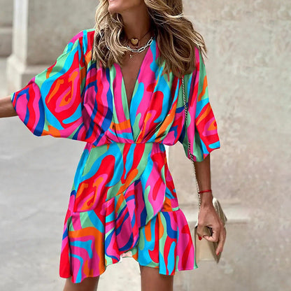 Dolly -Elegantes Kleid mit Fledermausärmeln