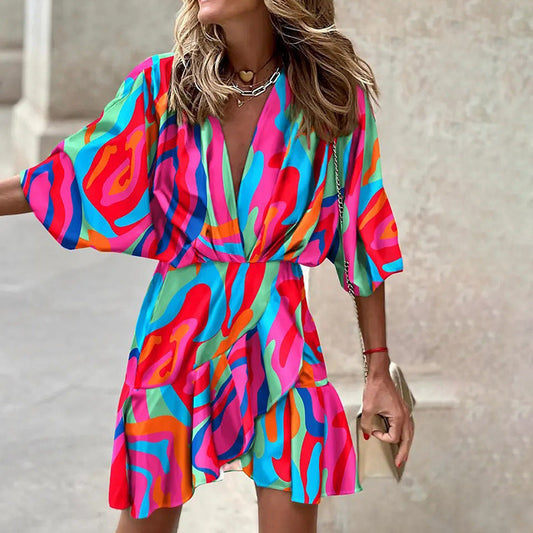 Dolly -Elegantes Kleid mit Fledermausärmeln