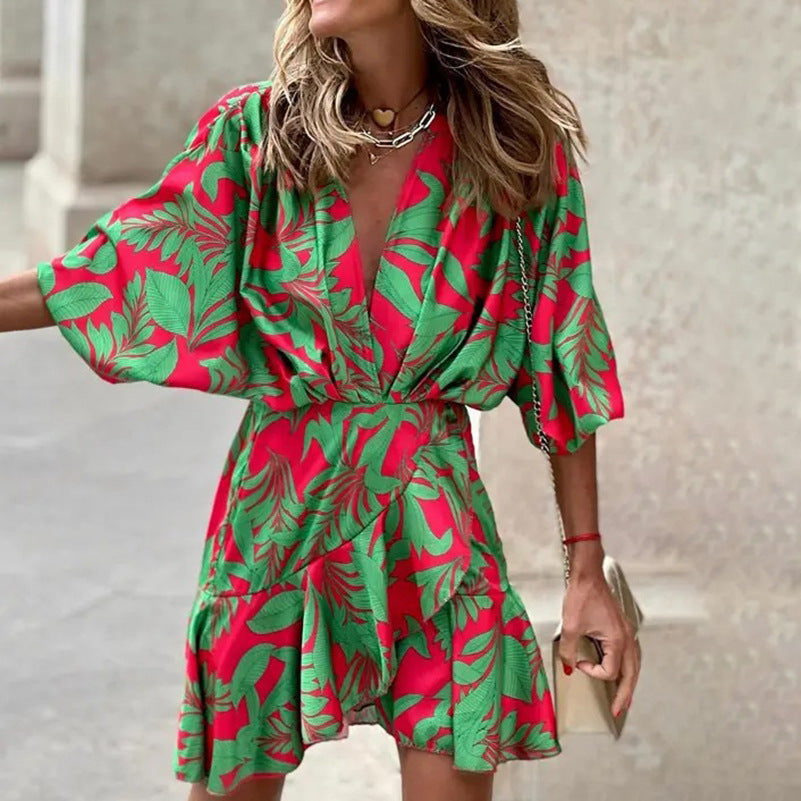 Dolly -Elegantes Kleid mit Fledermausärmeln