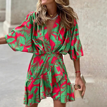 Dolly -Elegantes Kleid mit Fledermausärmeln